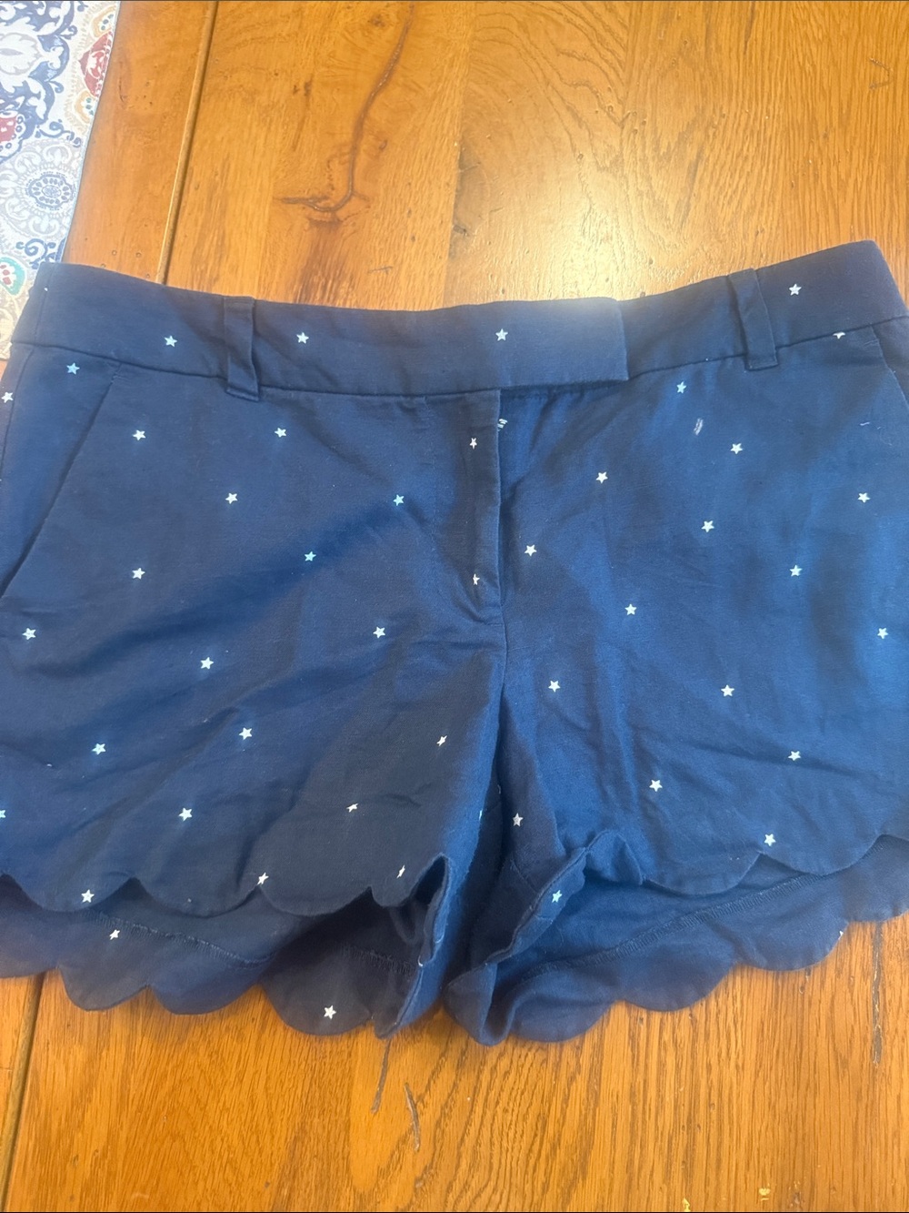 J. Crew Navy Scalloped Star Print Shorts